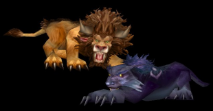 Tauren and Night Elf Druids in Cat Form